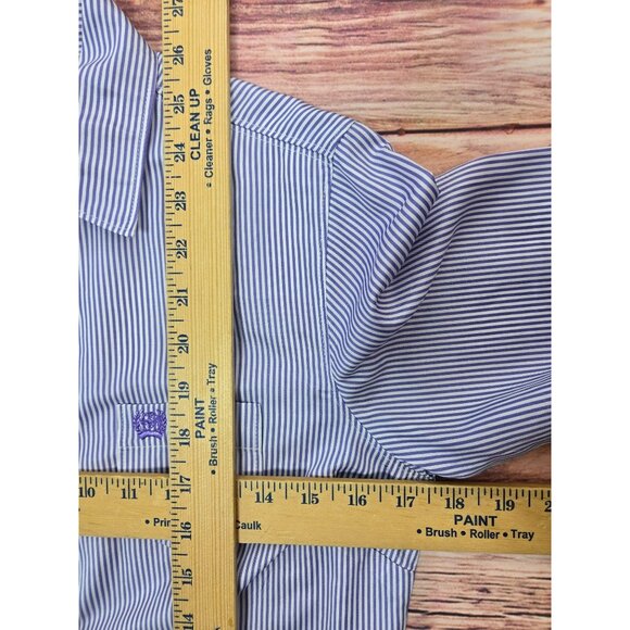 Cinch Womens Striped Button-Up Shirt Small Purple/White Long Sleeve - Picture 8 of 8